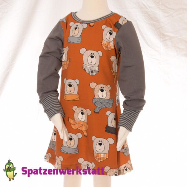Sweat Langarmkleid "Bär gelb"
