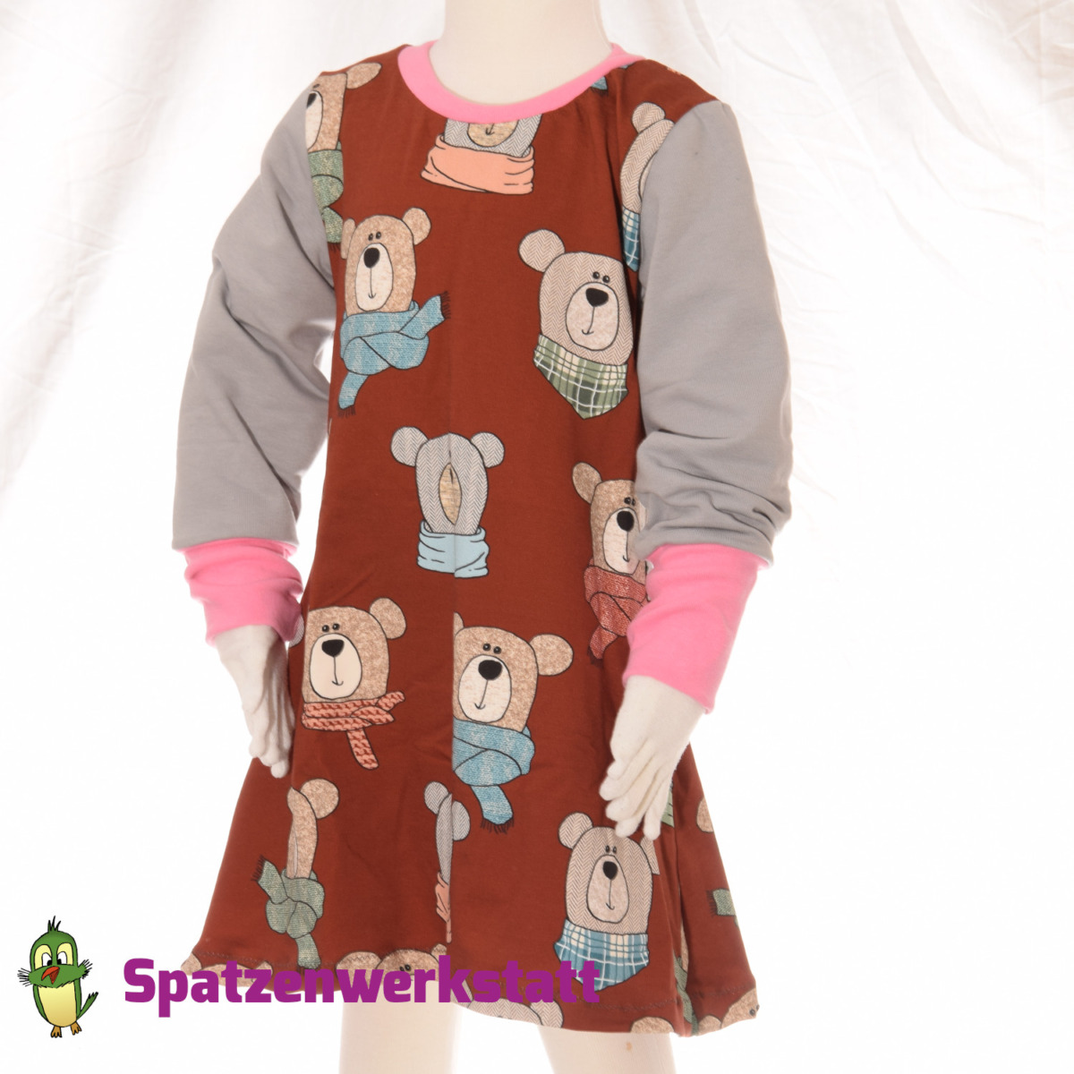 Sweat Langarmkleid "Bär rotbraun"