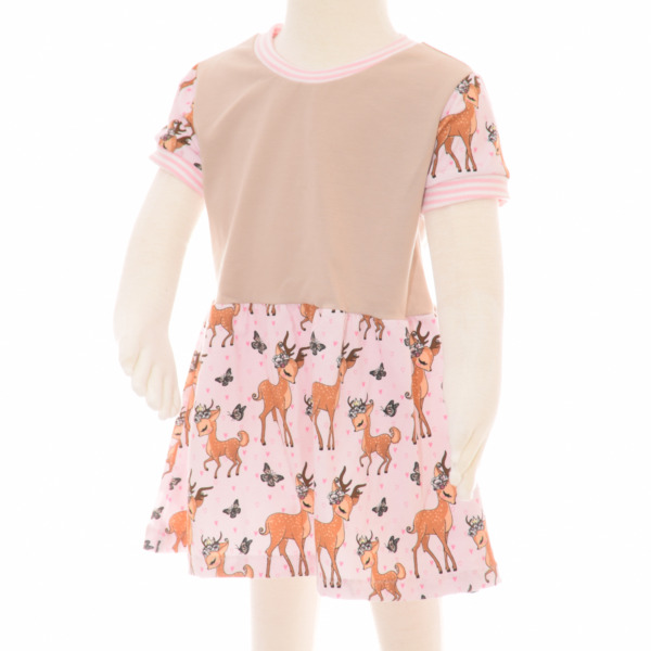 Kurzarmkleid "Reh und Schmetterling"