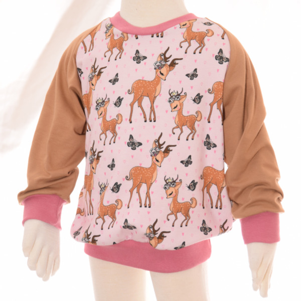 Pullover "Reh und Schmetterling" - Jersey mit Raglanärmeln