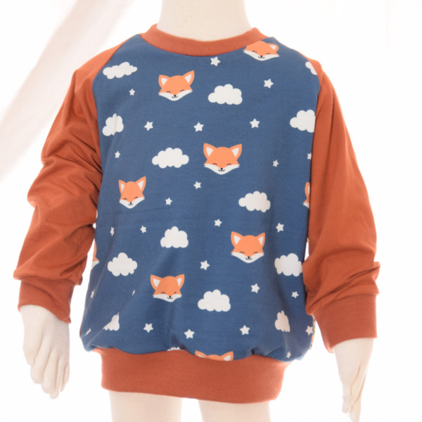 Pullover "Fuchs und Wolken" - Jersey mit Raglanärmeln