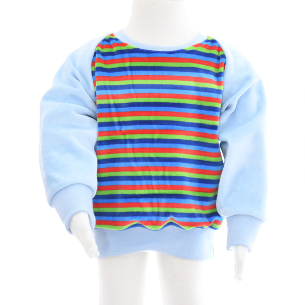Nickipullover Streifen rot-blau-grün mit hellblau